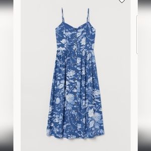 Blue Floral Button Dress